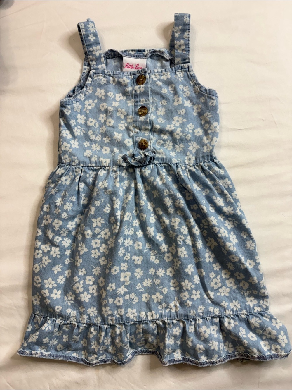 Little Lass Light Blue Floral Button-Front Sundress